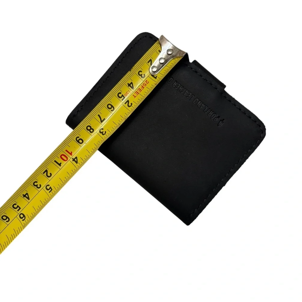 Portland leather black compact wallet